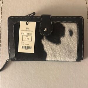 NWT Overland Black and White Odessa Cowhide Crossbody Wallet